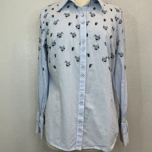 CAbi #5368 Whitney Floral Stripe Button Up Shirt Women's Size Medium - Picture 3 of 8